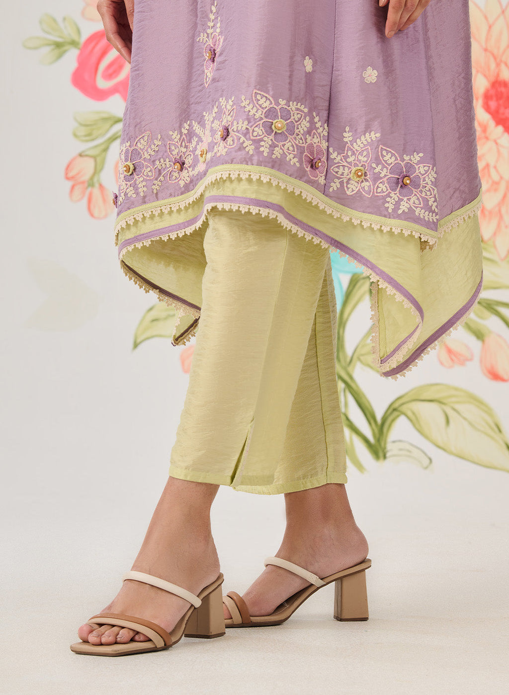 Vaara Ishq Lavender Embroidered A-line Kurta Set