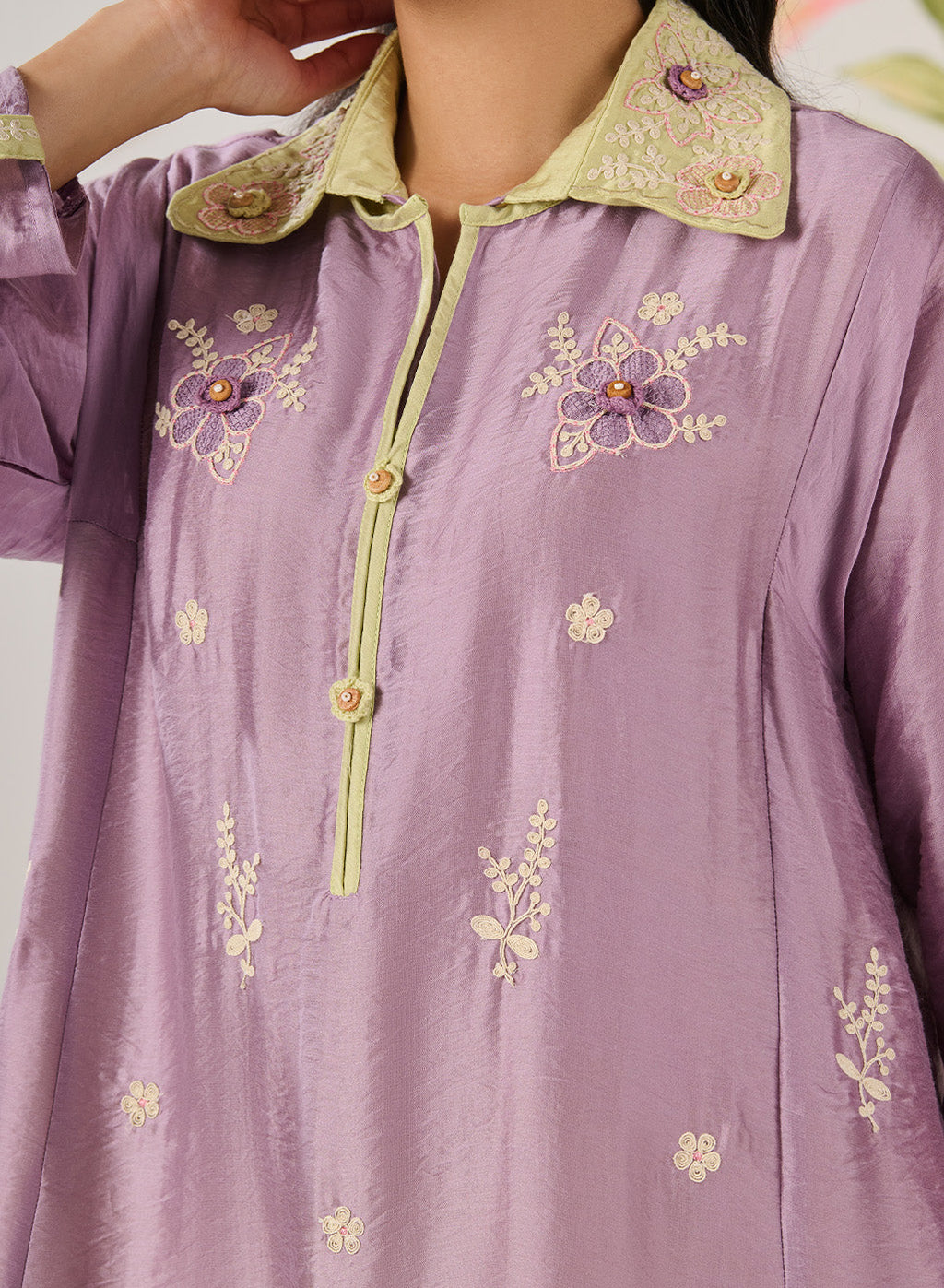 Vaara Ishq Lavender Embroidered A-line Kurta Set