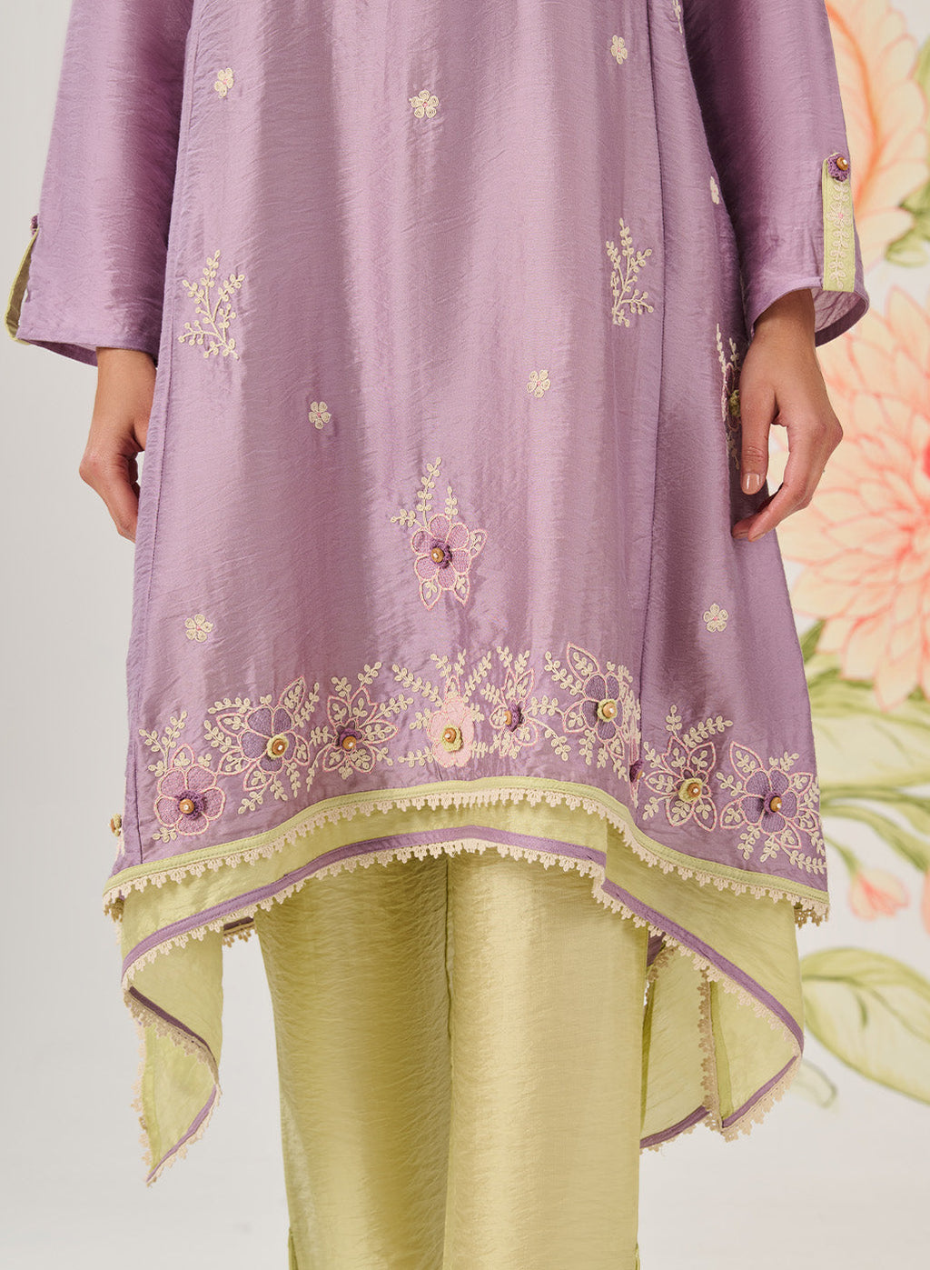 Vaara Ishq Lavender Embroidered A-line Kurta Set