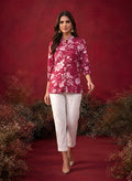Fuchsia All Over Printed Satin Shirt