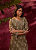 Afreen Olive Embroidered Cotton Designer Co-ord Set