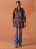 Saanjh Brown Printed Kurti for Women