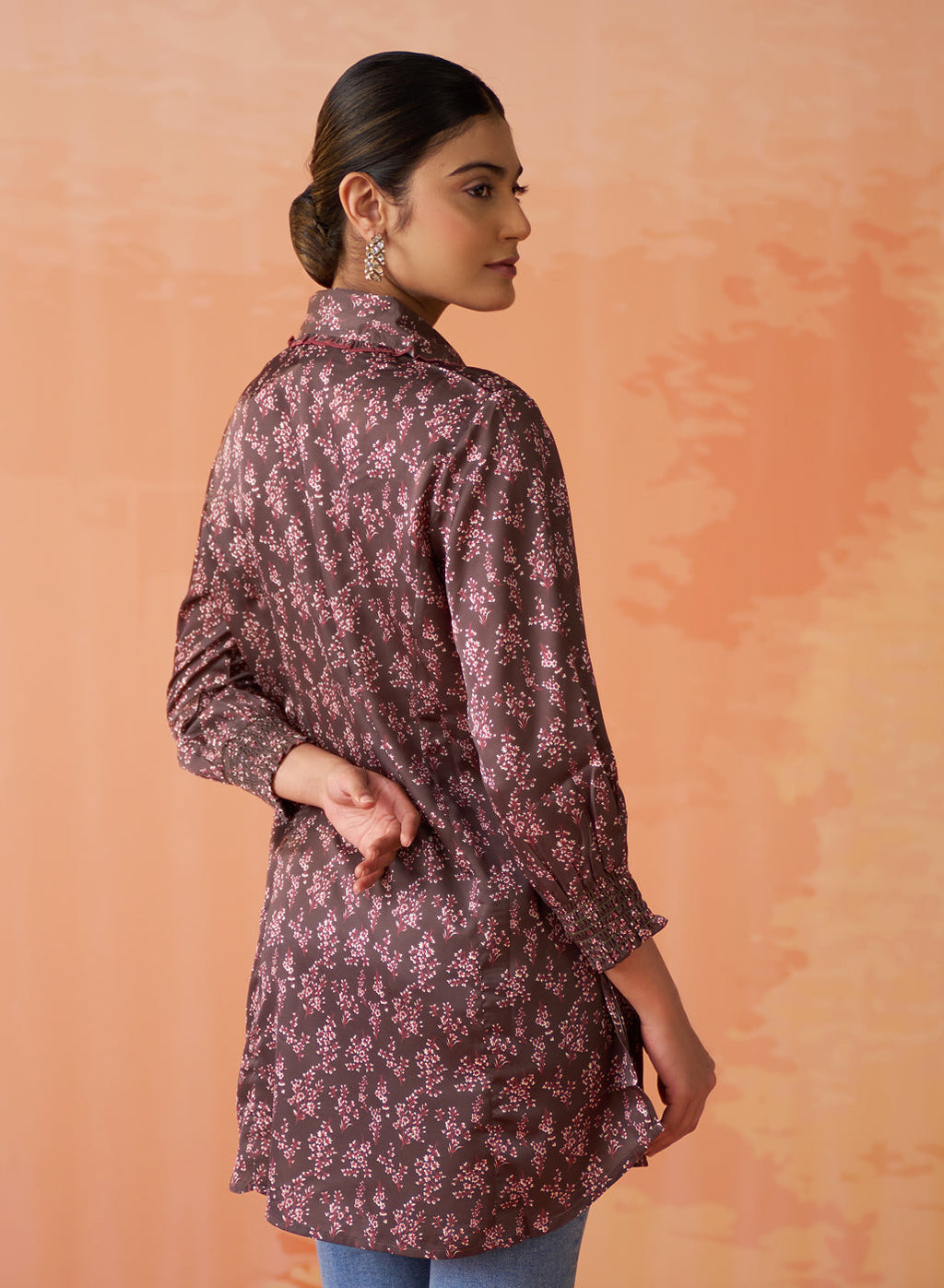 Saanjh Brown Printed Kurti for Women