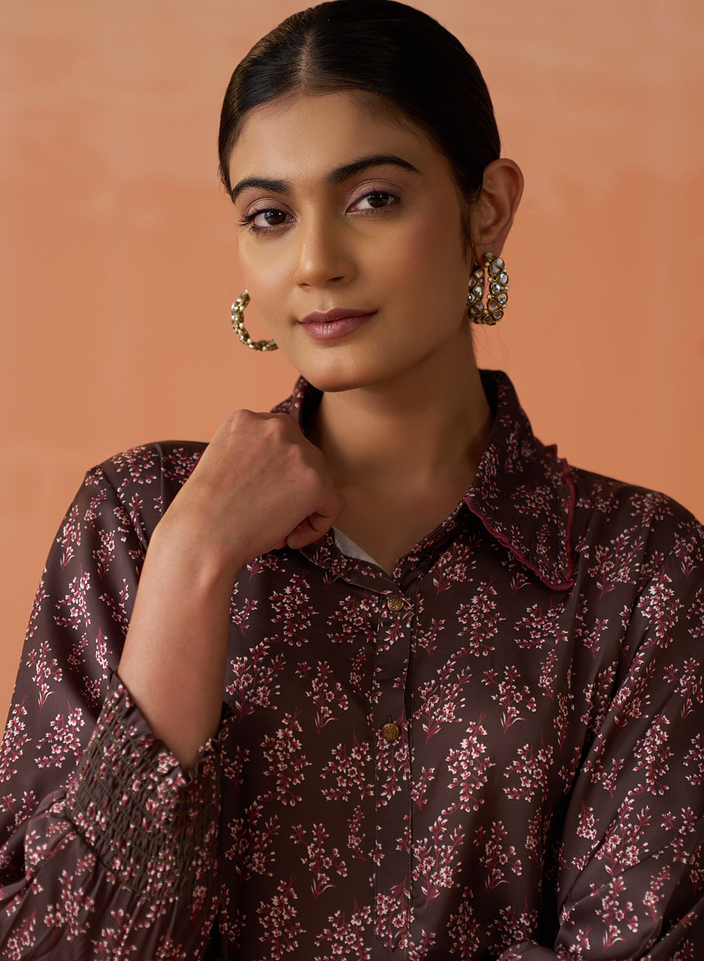 Saanjh Brown Printed Kurti for Women