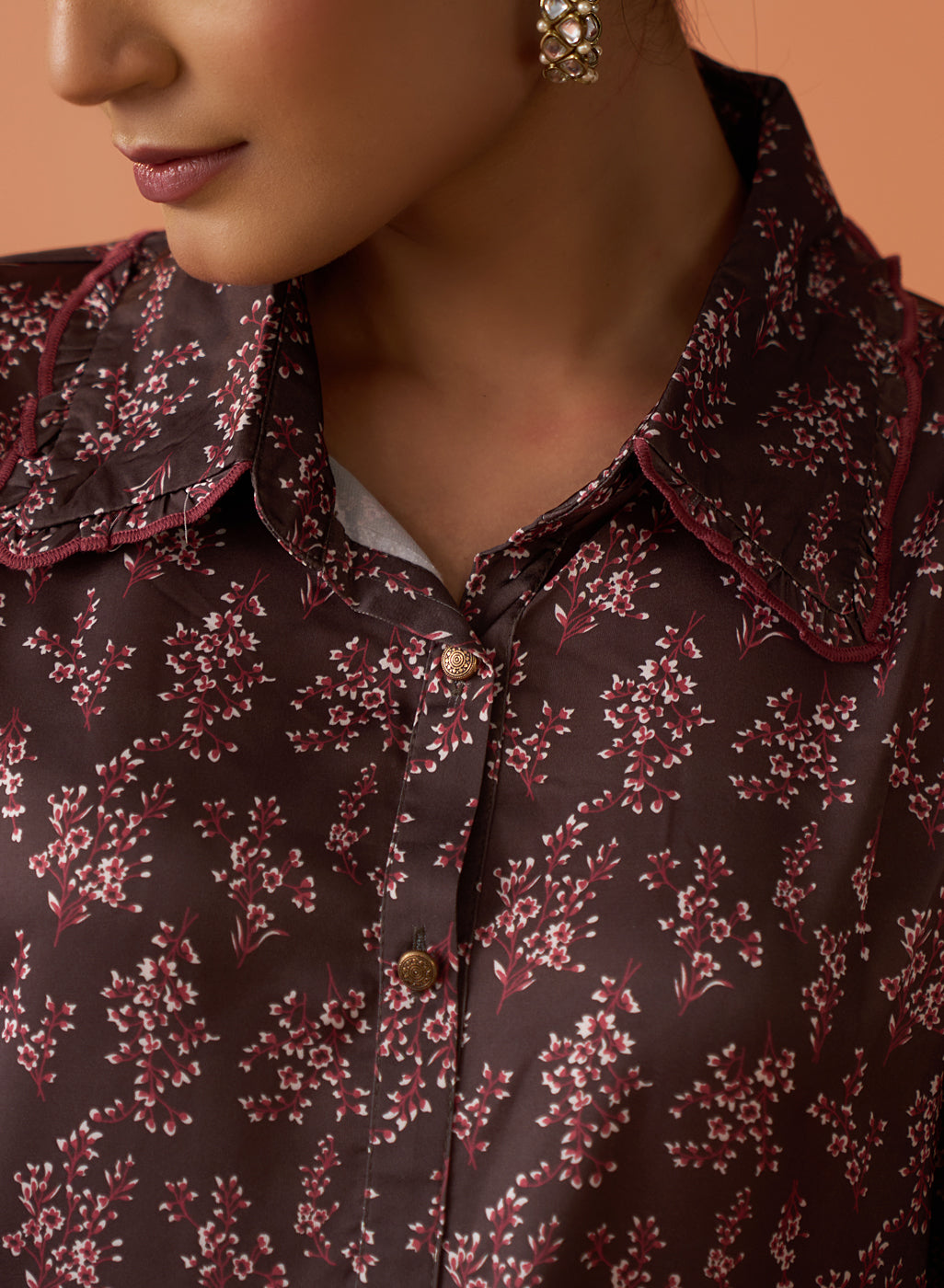 Saanjh Brown Printed Kurti for Women