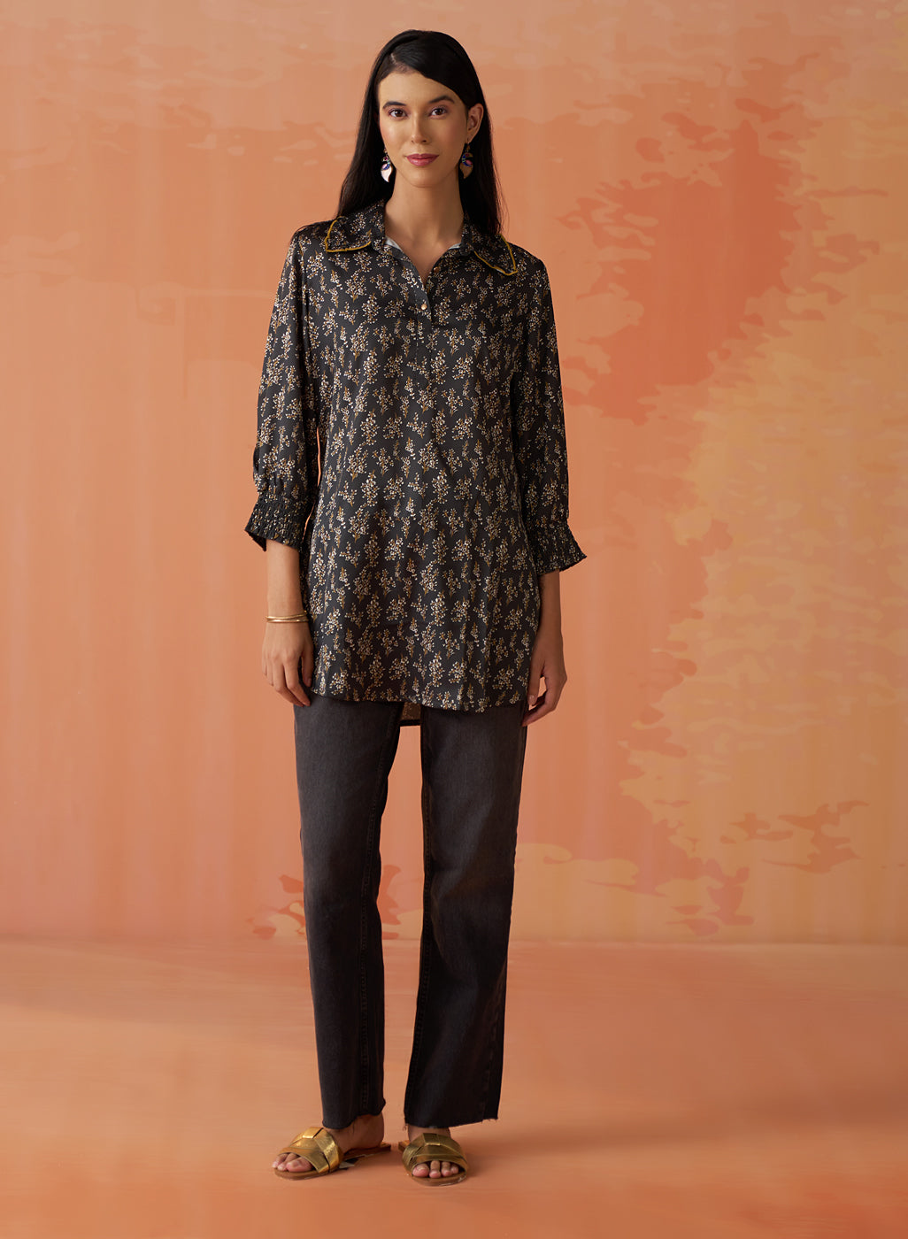 Saanjh Green Printed Top for Women