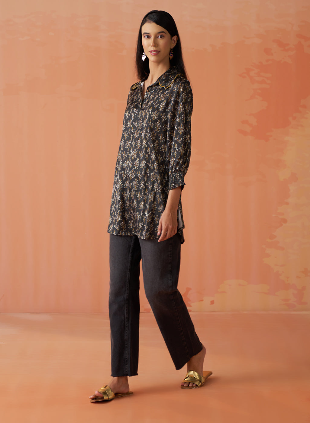 Saanjh Green Printed Top for Women
