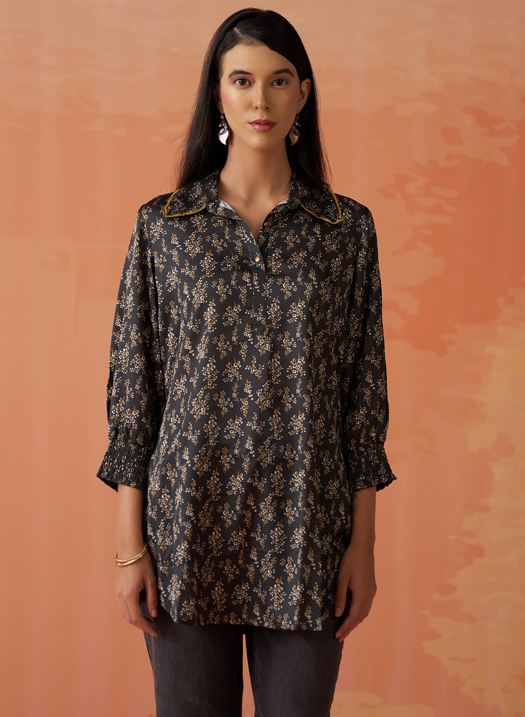 Saanjh Green Printed Top for Women