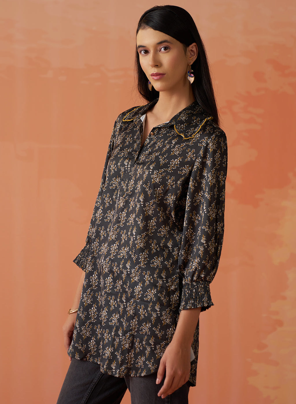 Saanjh Green Printed Top for Women