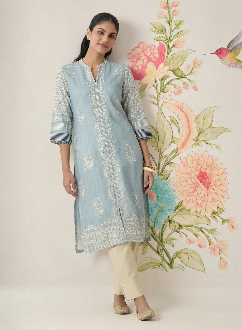 Arpora Spa Printed Linen Straight Kurta