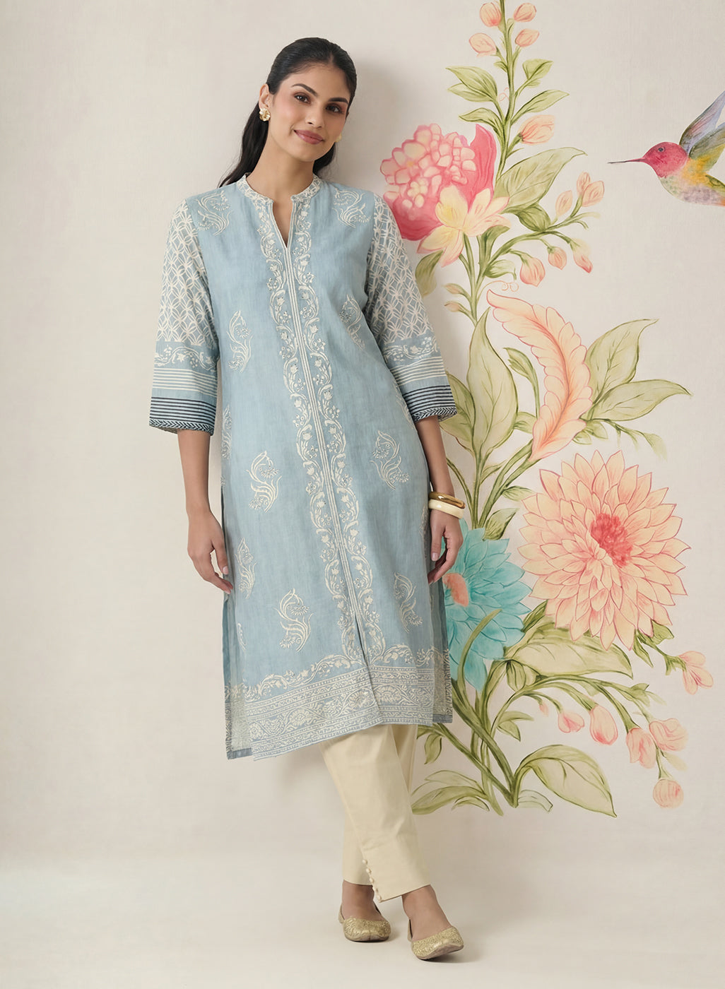 Arpora Spa Printed Linen Straight Kurta