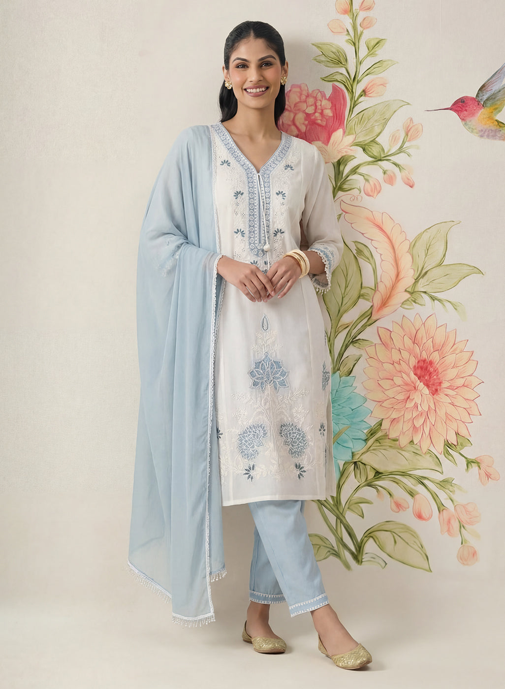 Mysaara Spa Embroidered Georgette Suit Set with Dupatta