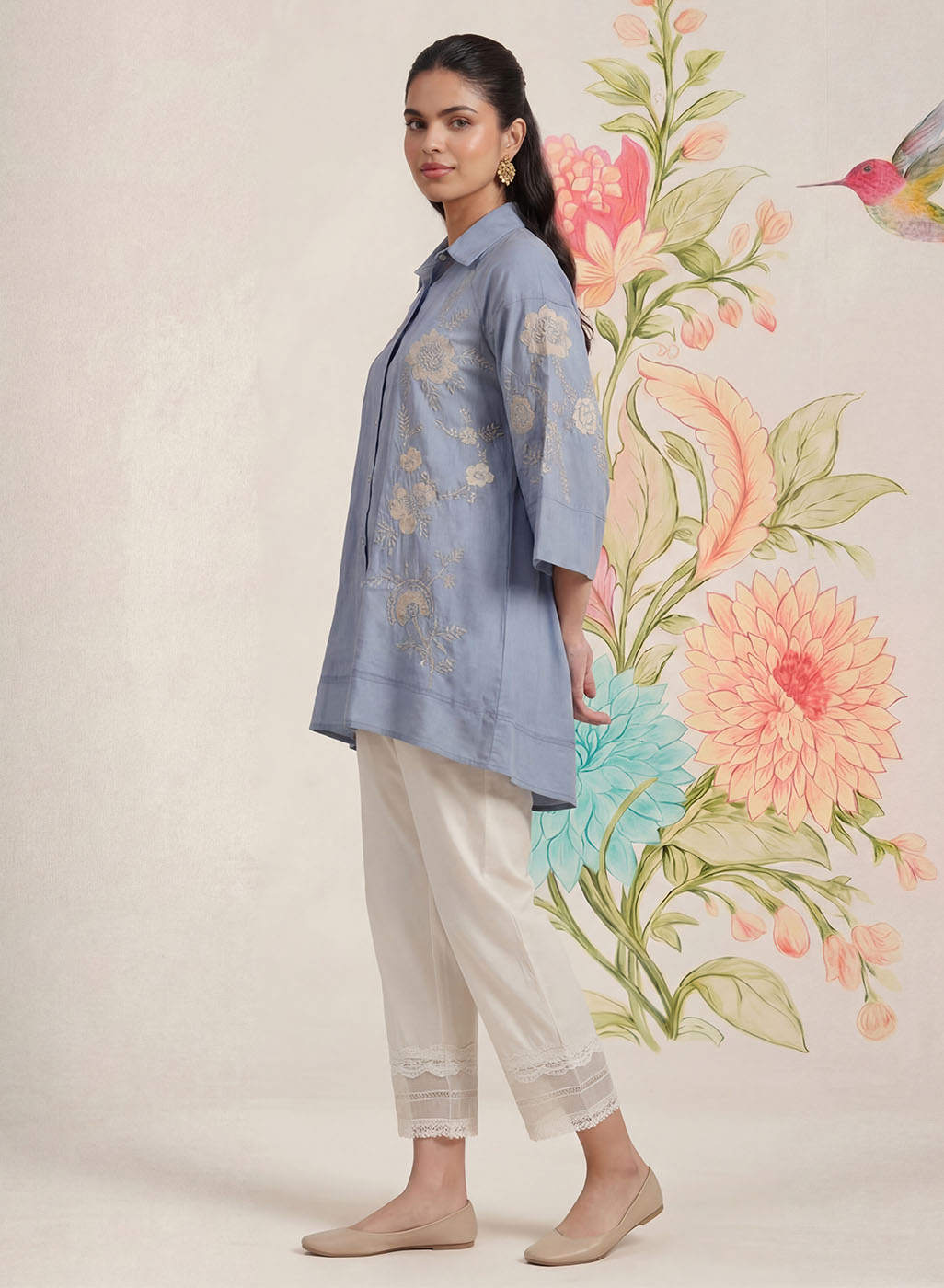 Maitri Spa Embroidered A-line Tunic