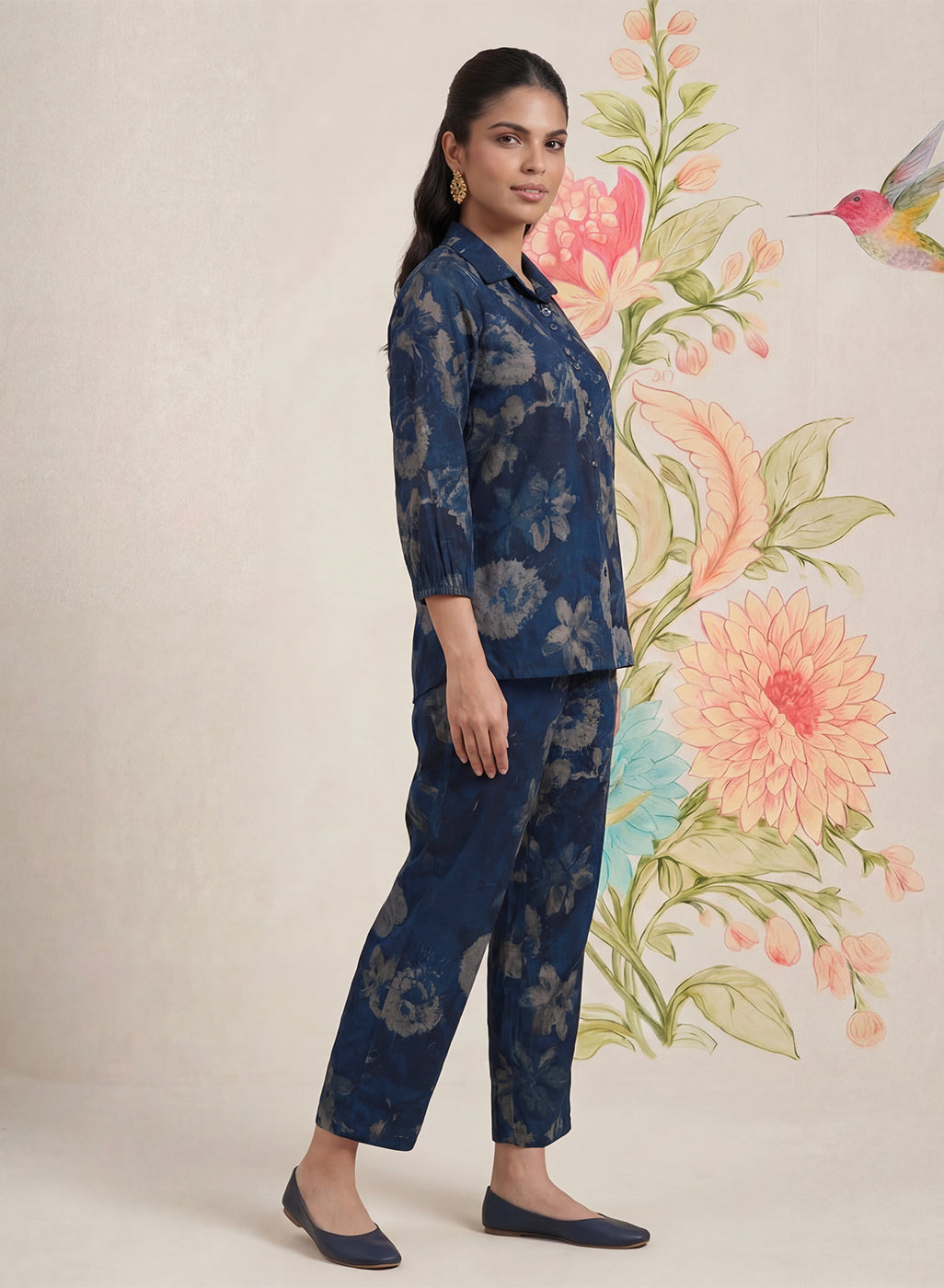Hena Navy Printed Co-ord Set
