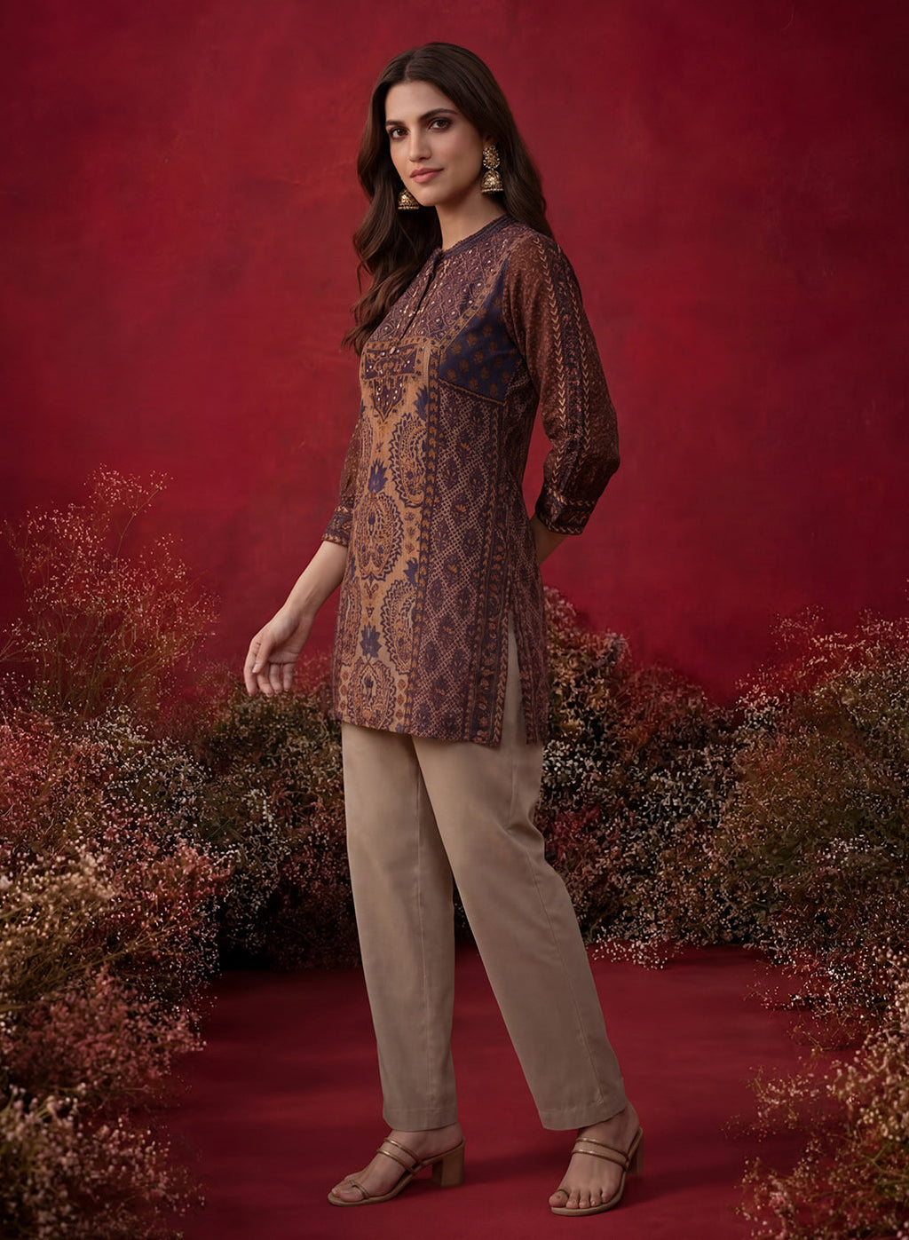 Purple Printed Shantoon Tunic