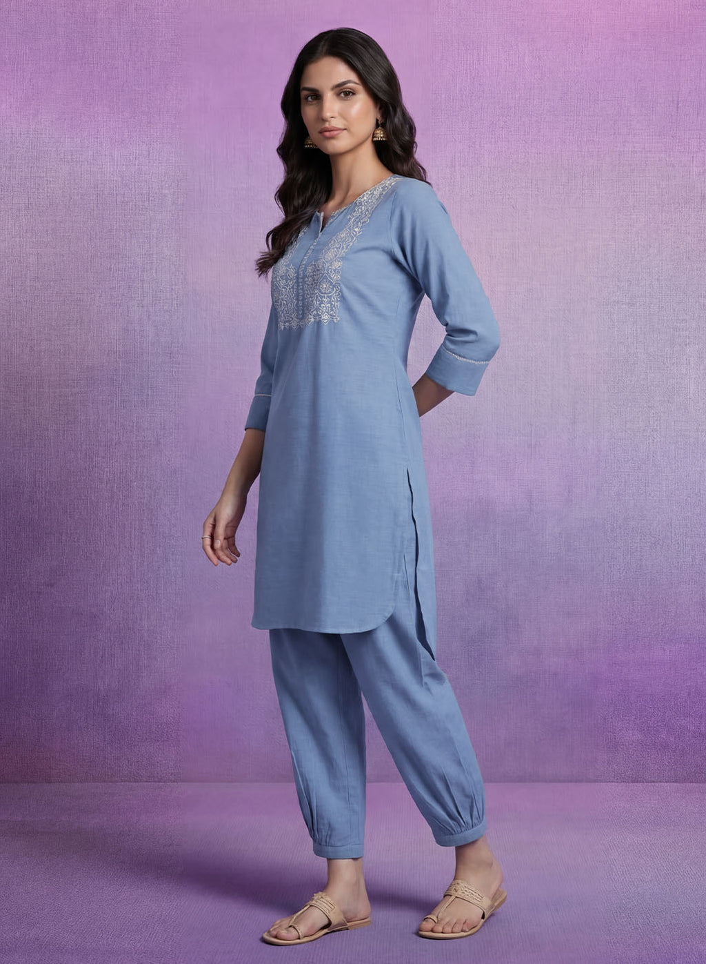 Spa Embroidered Straight Kurta Set
