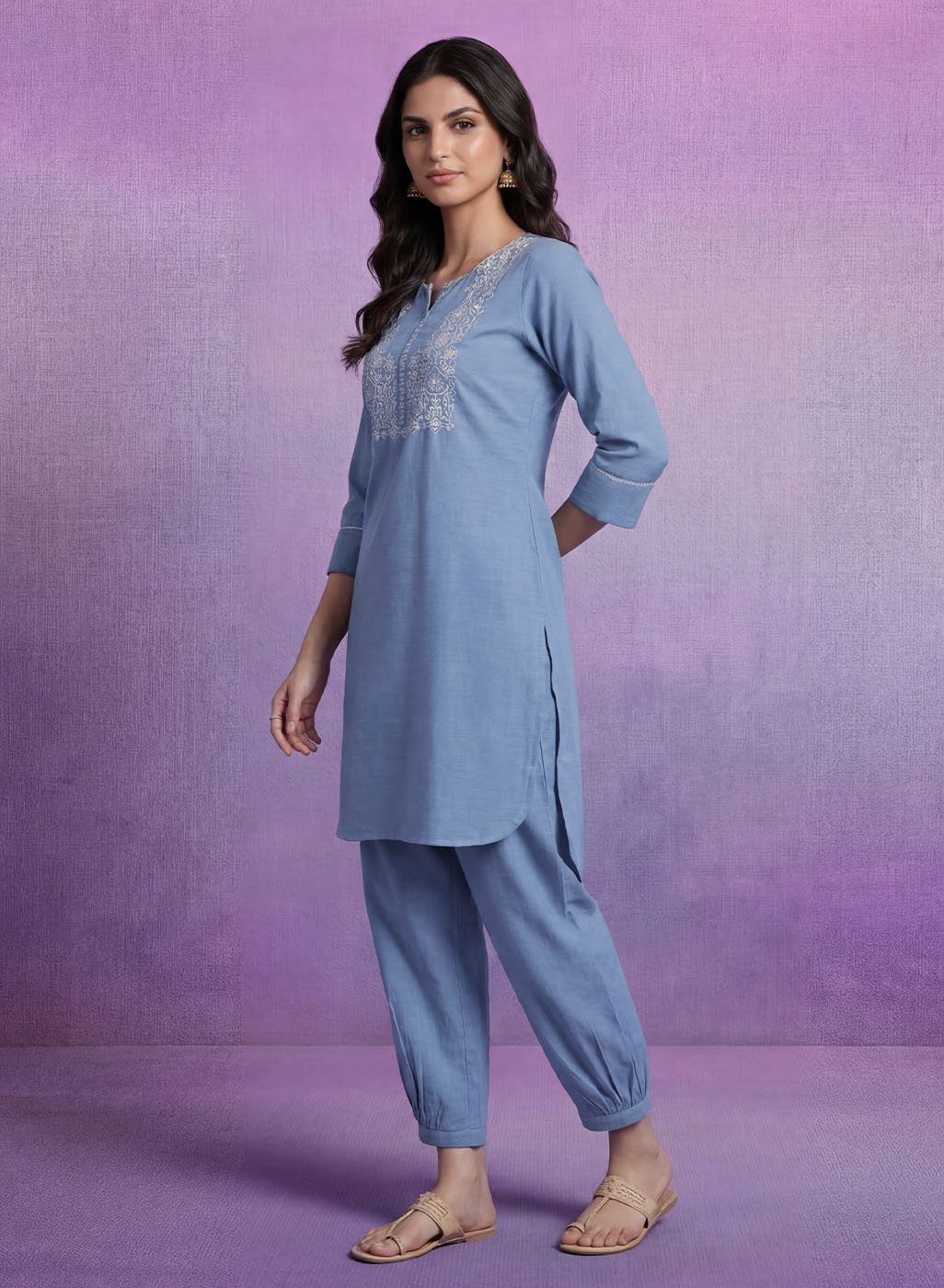 Spa Embroidered Straight Kurta Set