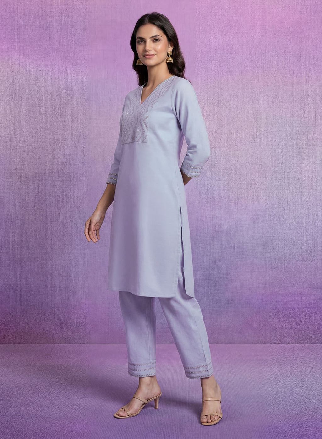 Spa Cotton Blend Embroidered Kurta Set
