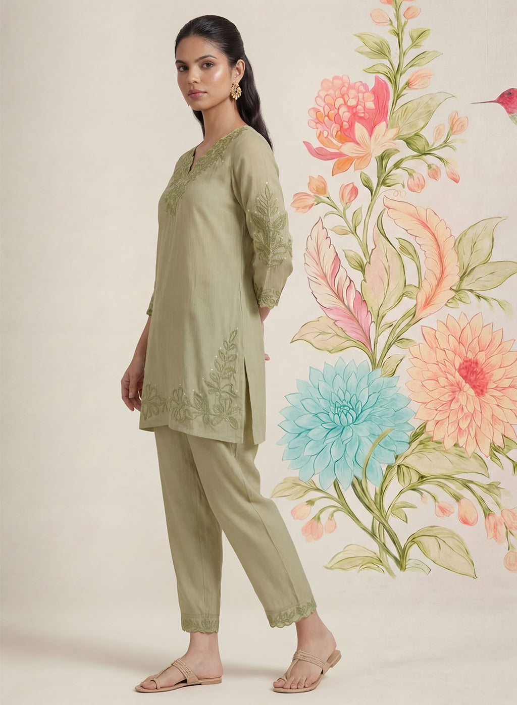 Vaadi Green Embroidered Co-ord Set