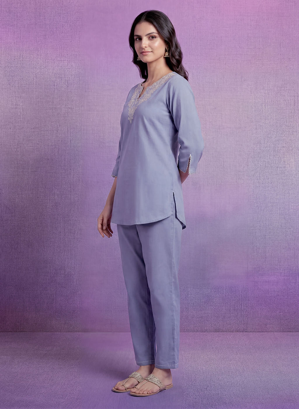 Blue Embroidered Co-ord Set