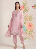 Albeli Pink Embroidered A-line Suit Set with Dupatta