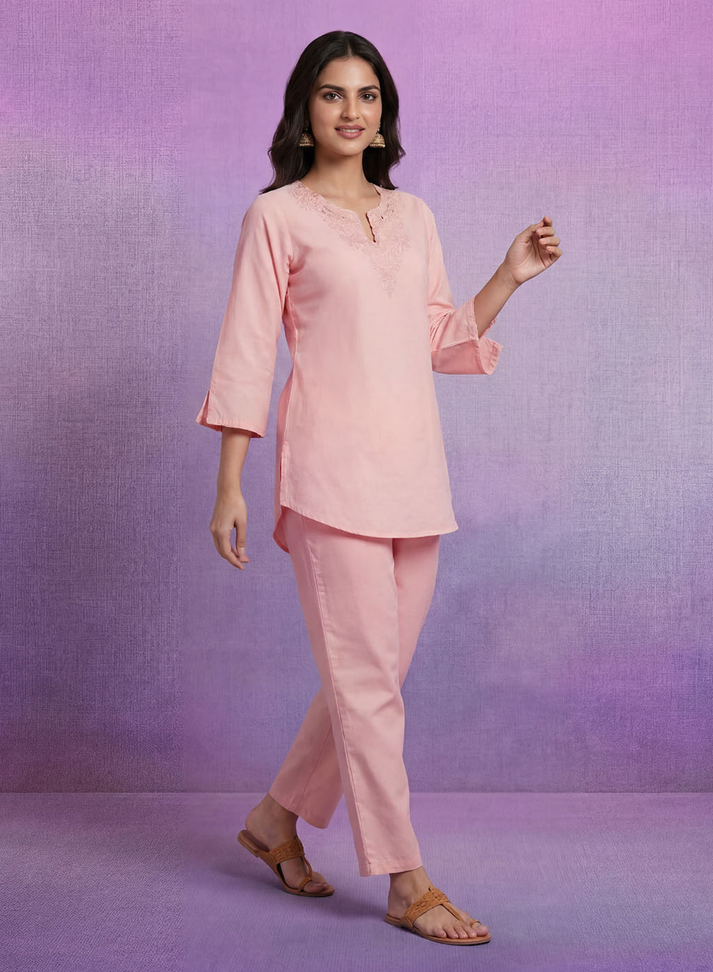 Pink Embroidered Co-ord Set