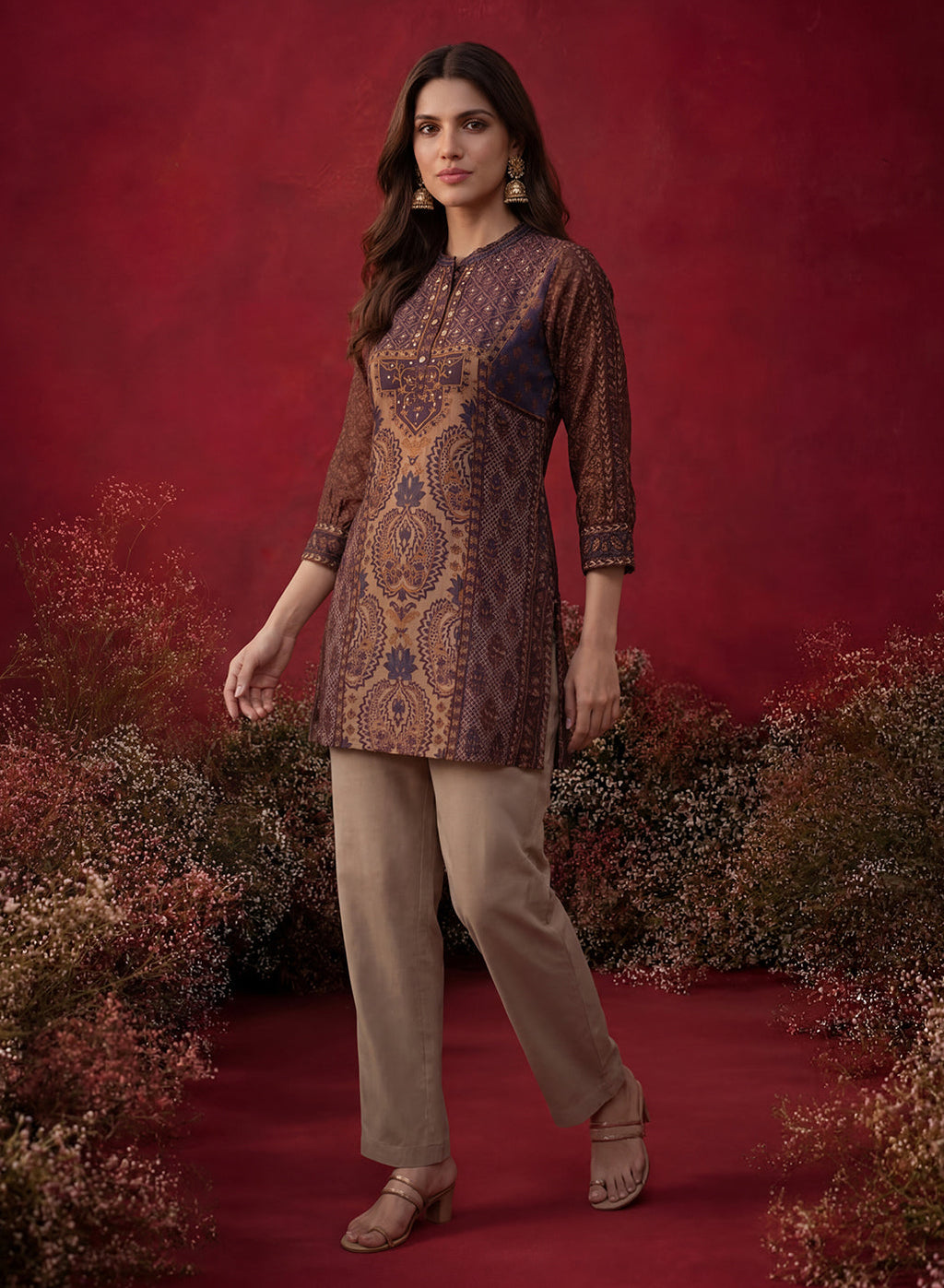 Purple Printed Shantoon Tunic