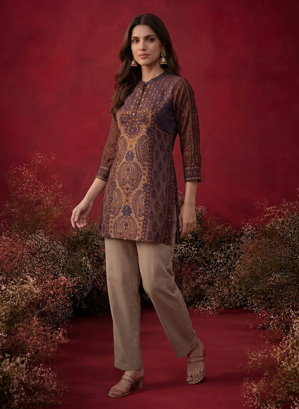 Purple Printed Shantoon Tunic