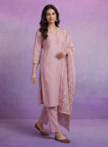 Pink mbroidered Suit Set with Dupatta
