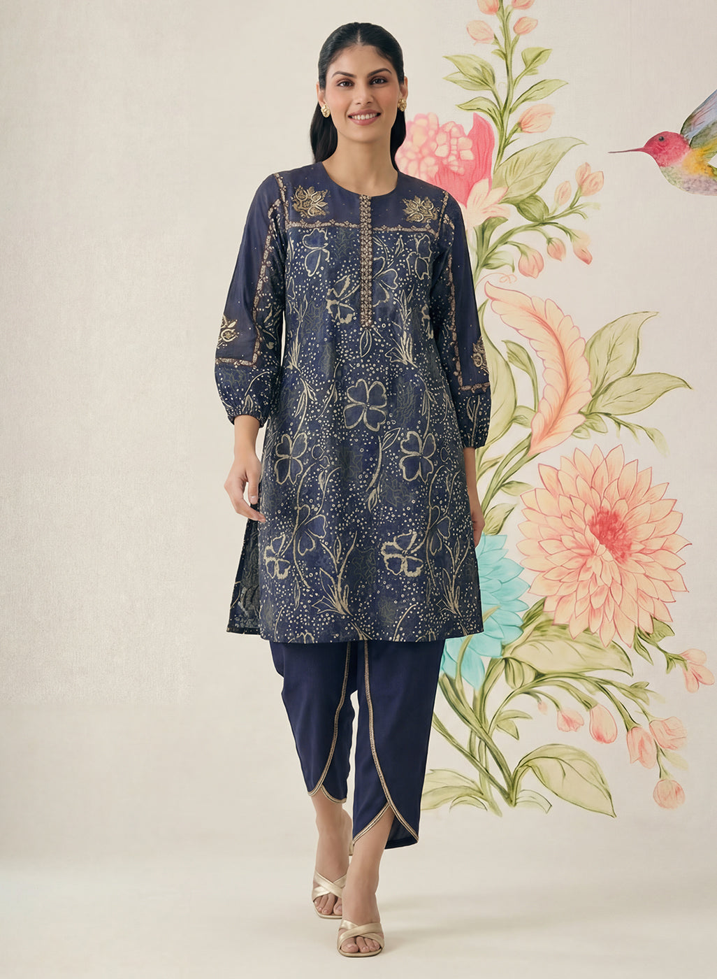 Jhumri Blue Cotton Blend Printed Co-ord Set