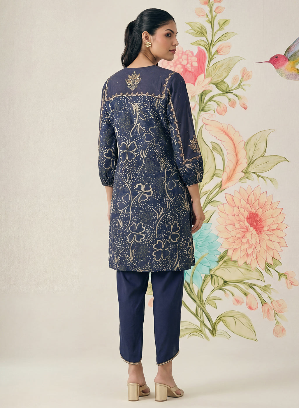 Jhumri Blue Cotton Blend Printed Co-ord Set