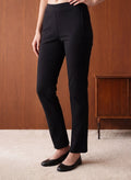 Roma Black Cotton Straight Fit Pant