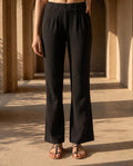 Black Roma Cotton Bootcut Pants