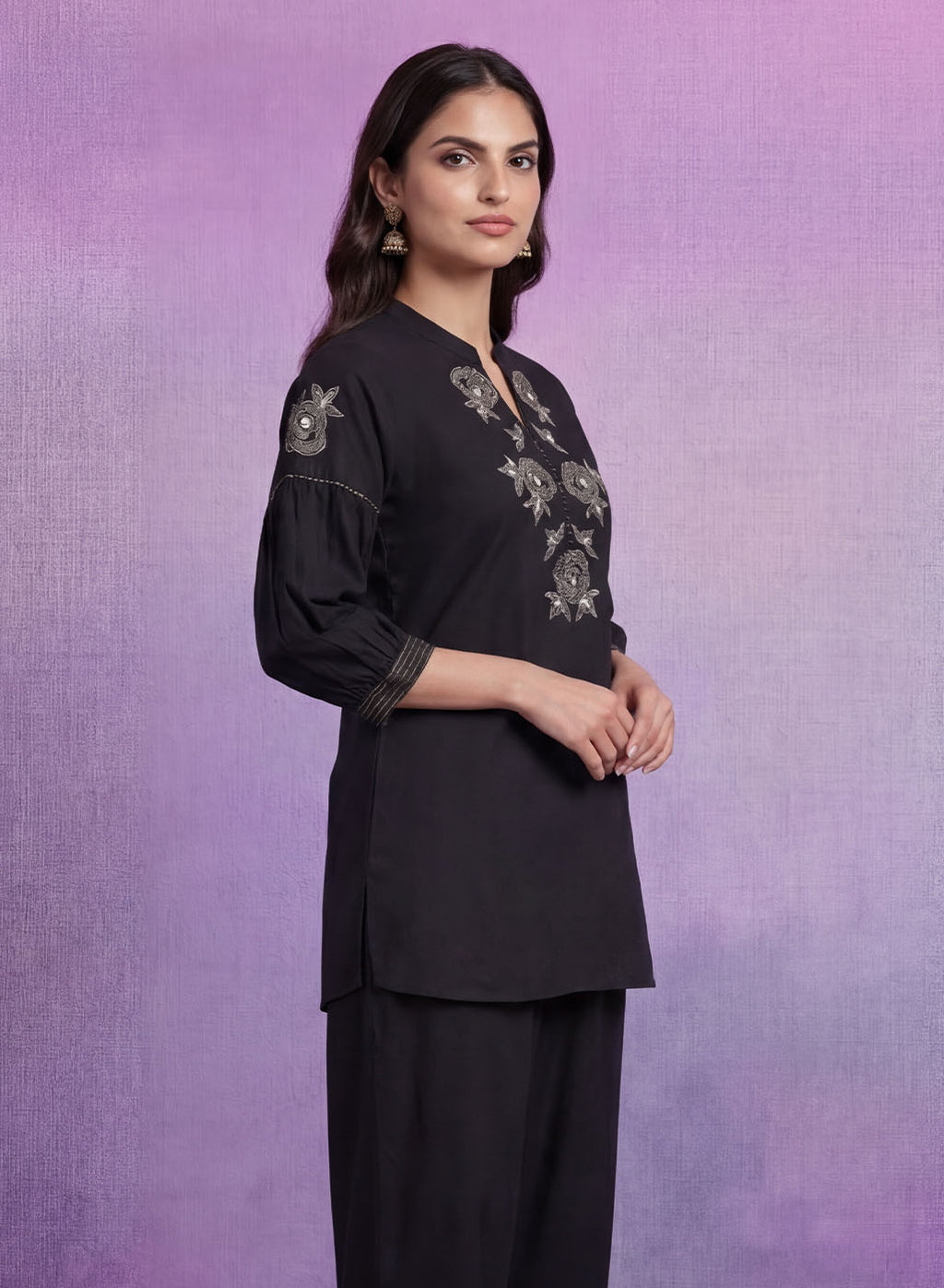 Black Embroidered Co-ord Set