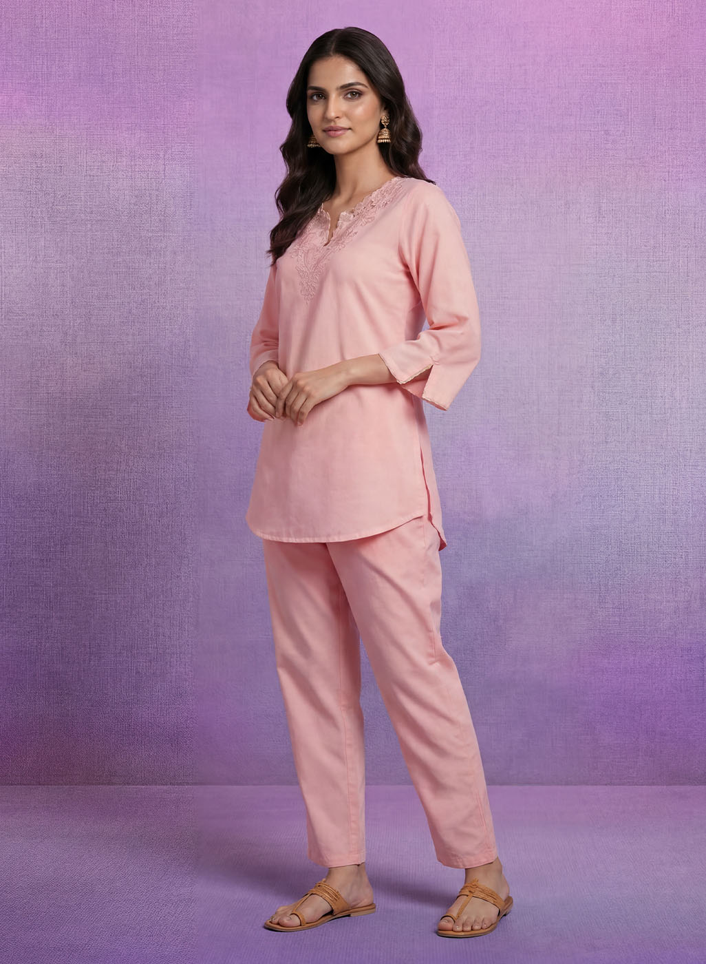 Pink Embroidered Co-ord Set