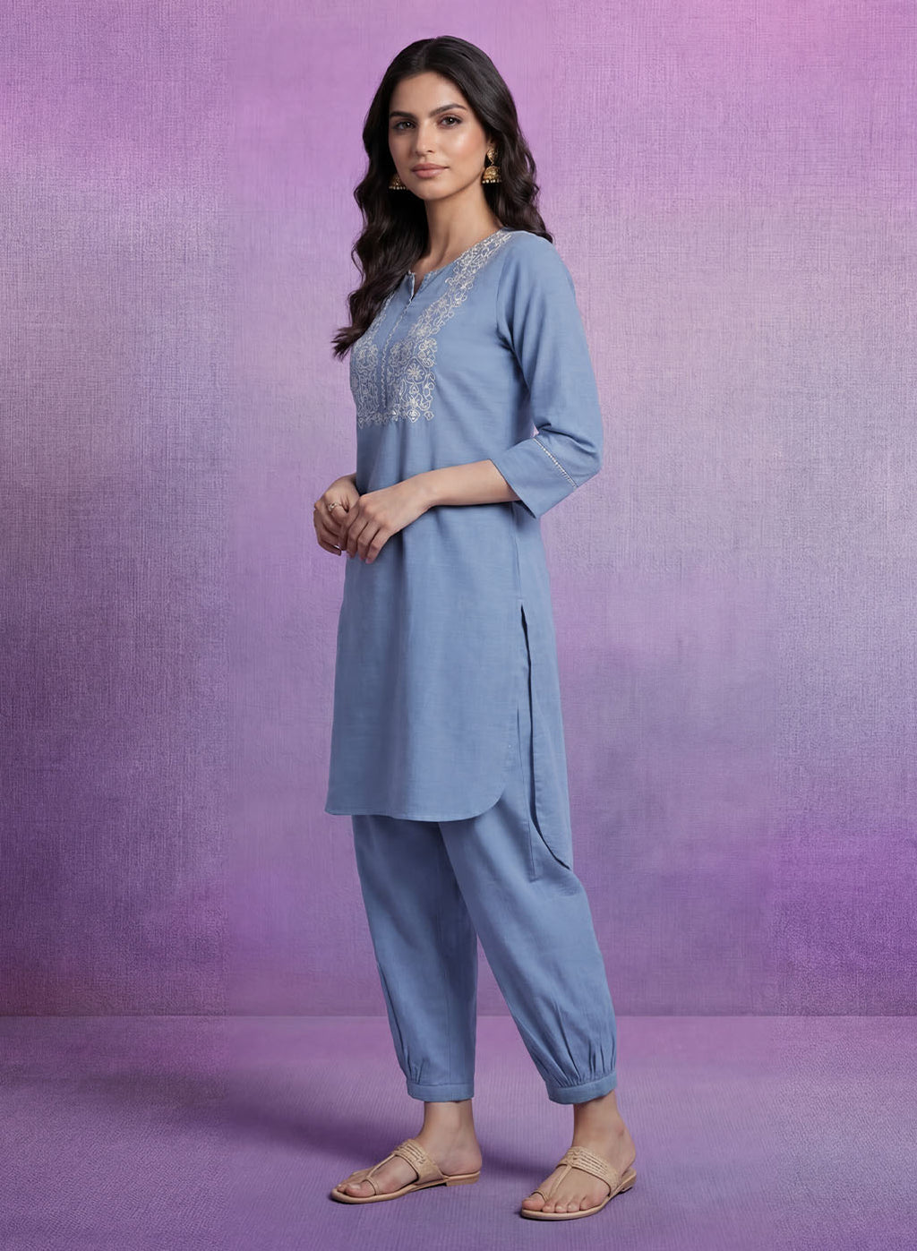 Spa Embroidered Straight Kurta Set