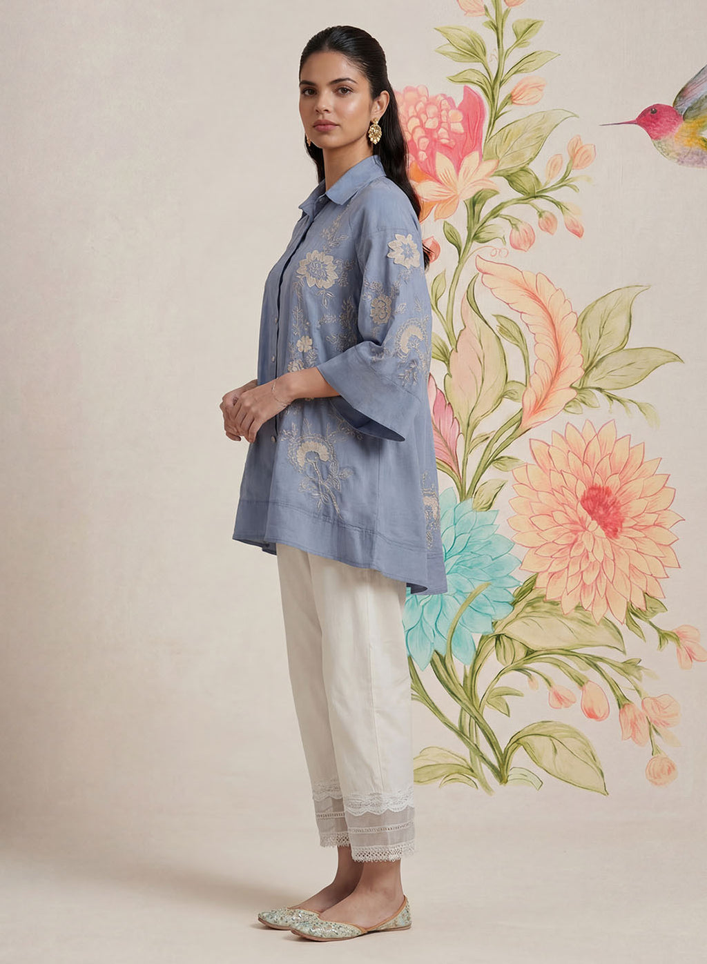 Maitri Spa Embroidered A-line Tunic