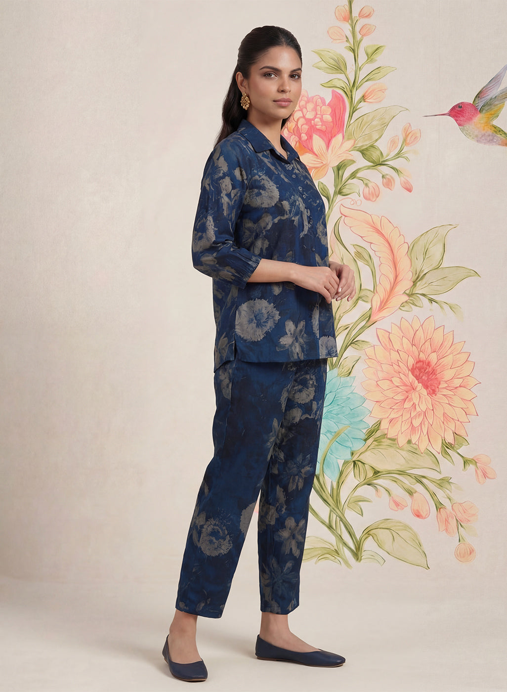 Hena Navy Printed Co-ord Set