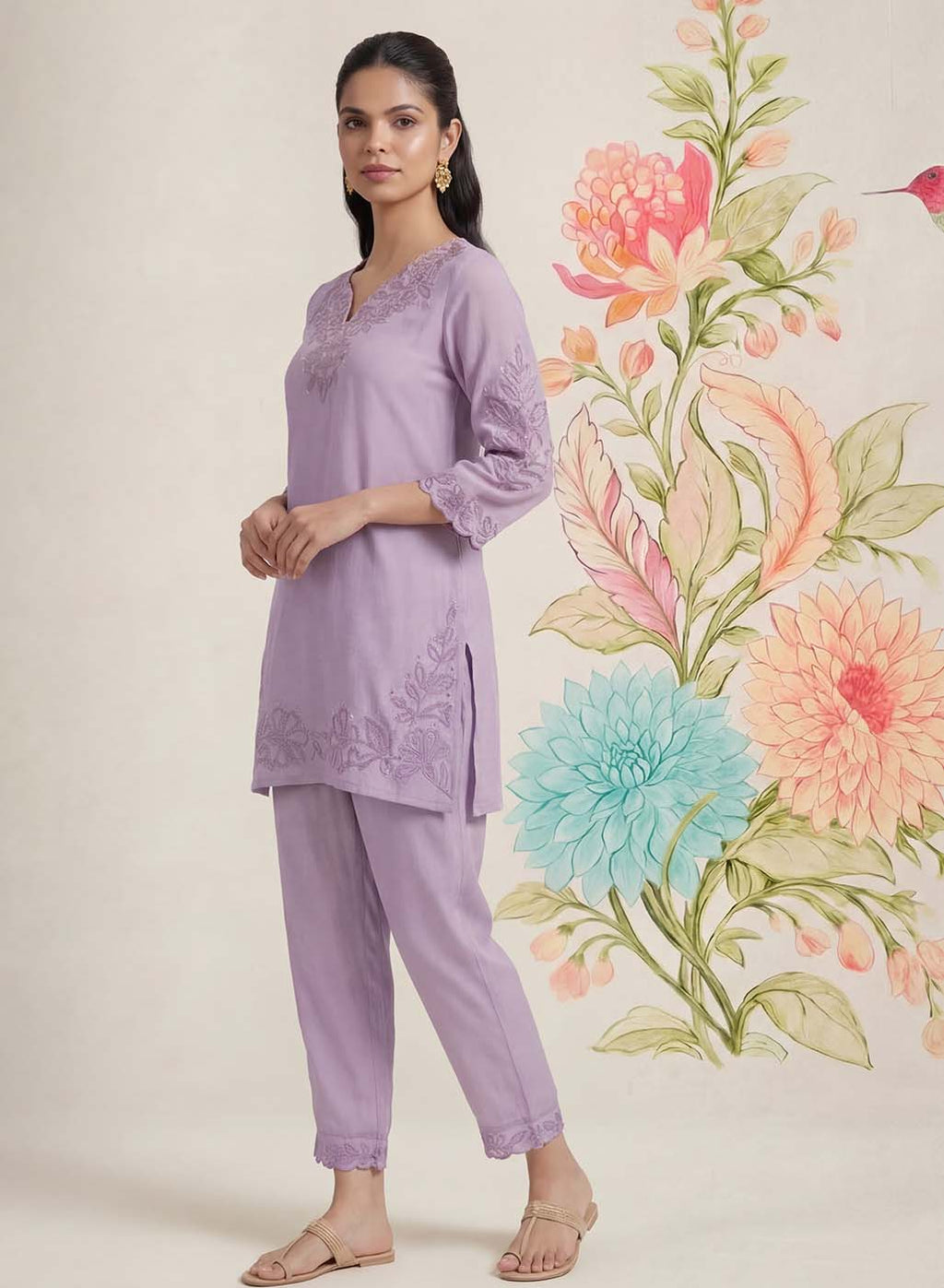 Vaadi Light Purple Embroidered Co-ord Set