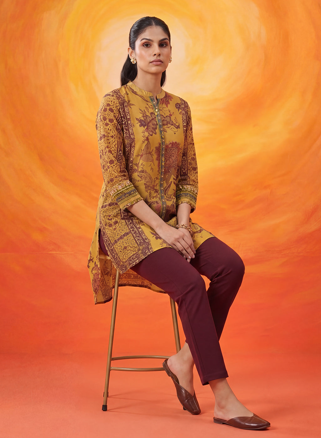 Paakhi Mustard Printed Shantoon Tunic