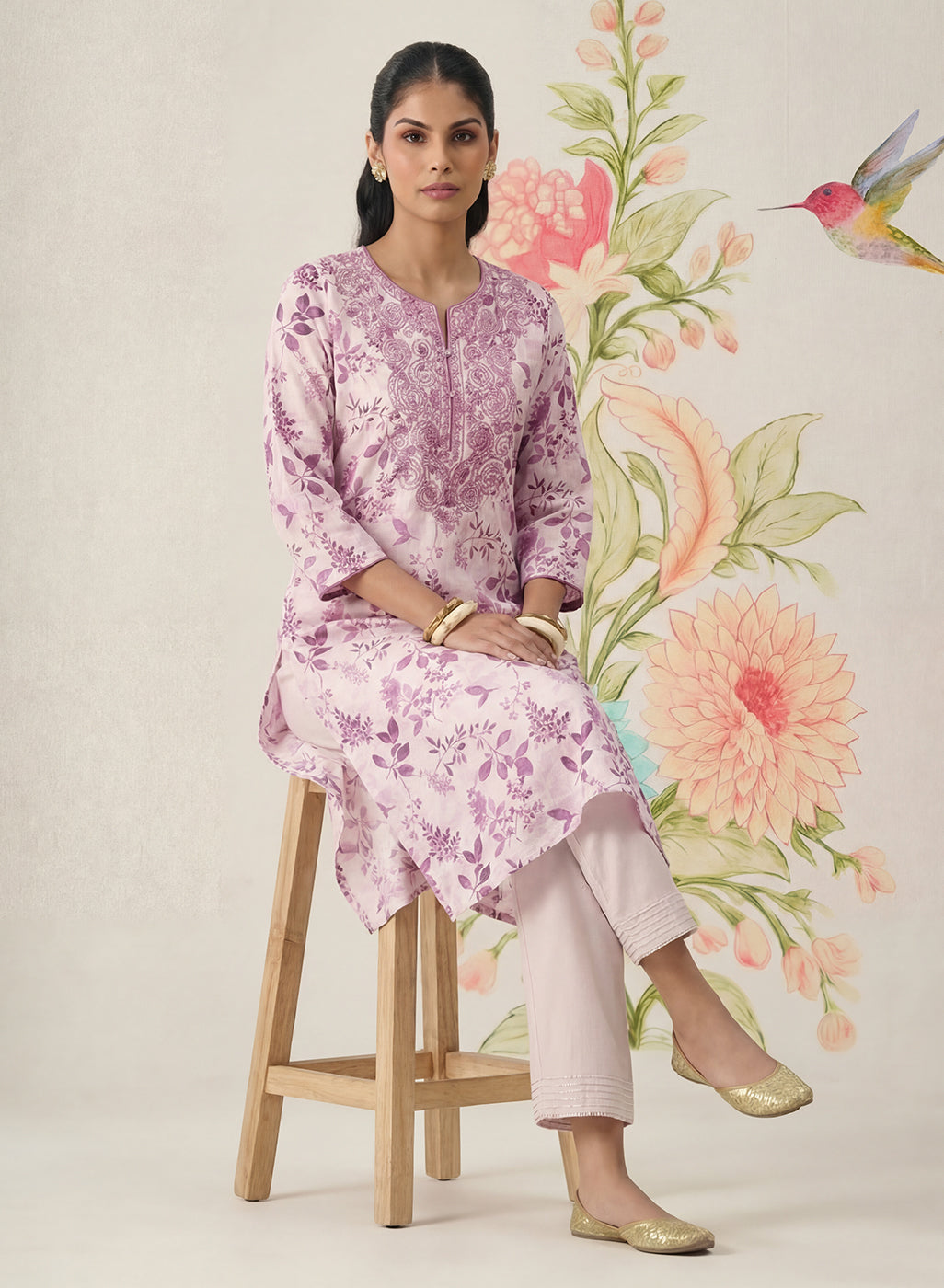 Kavya Fuchsia Printed Chanderi Suit Set with Dupatta