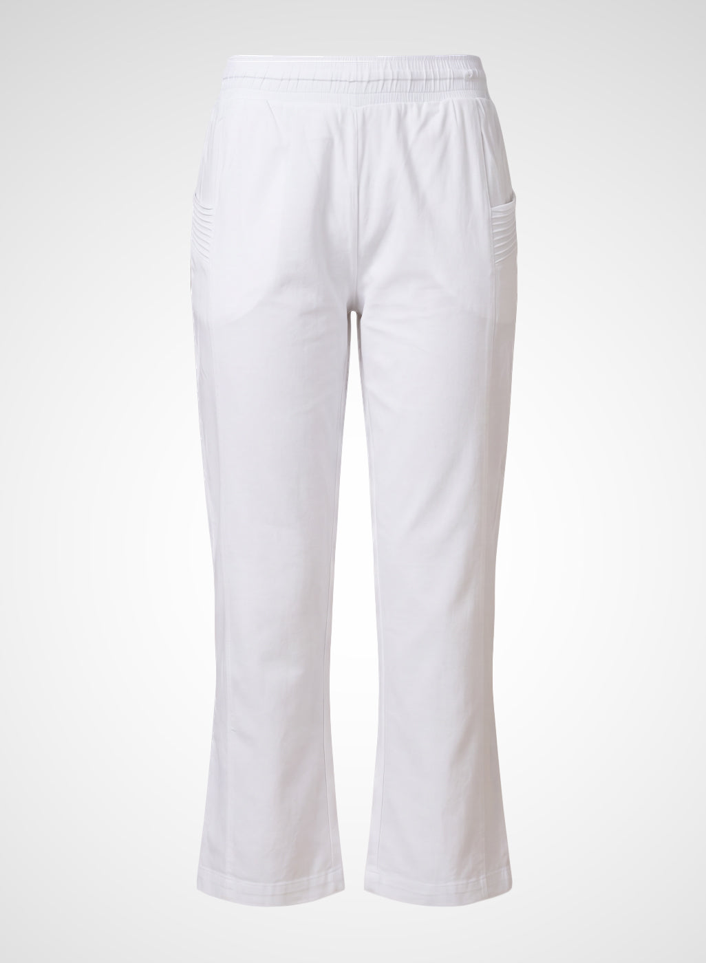White Cotton Blend Regular Fit Capris