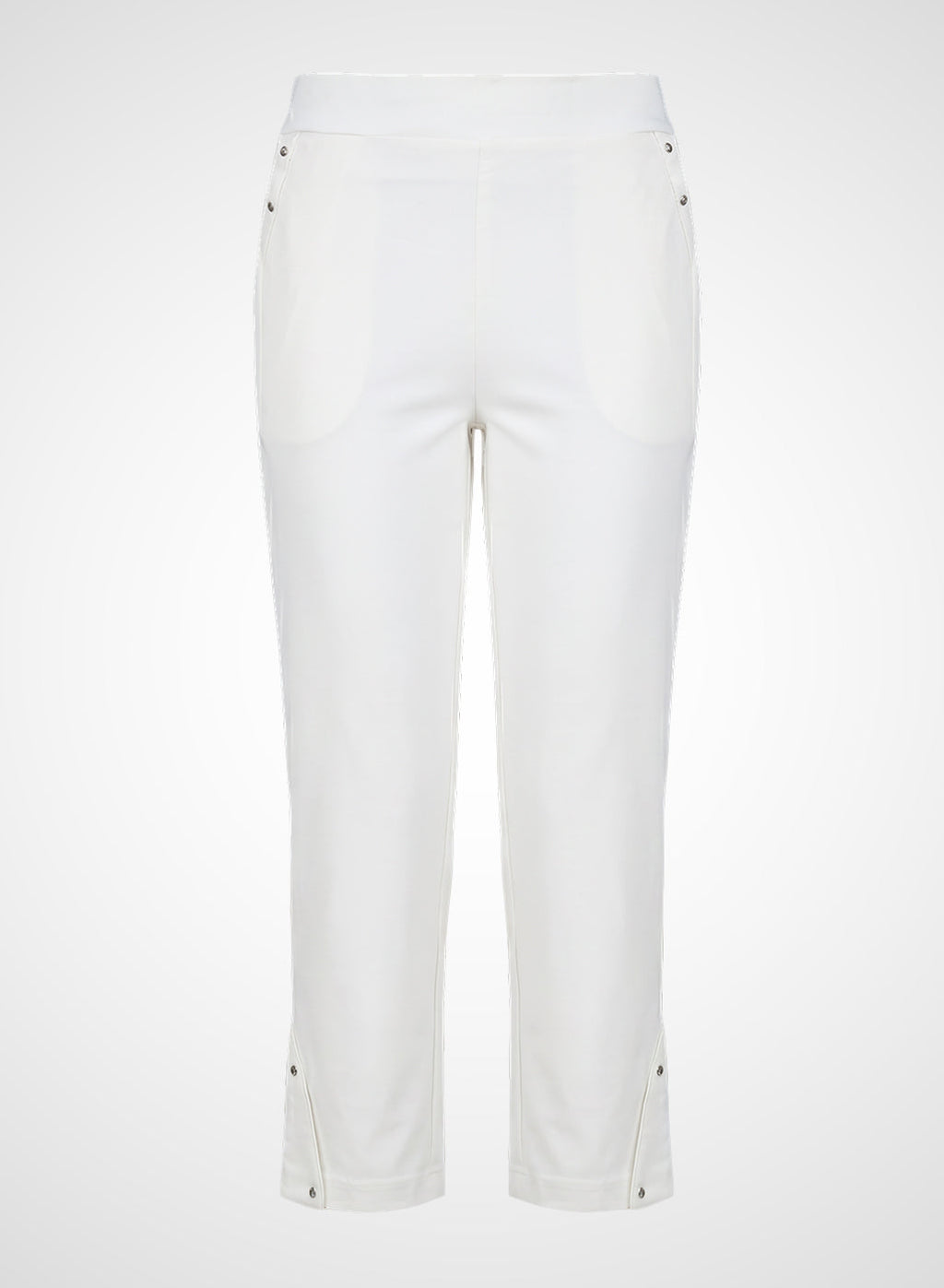 White Straight Fit Cotton blend Capri