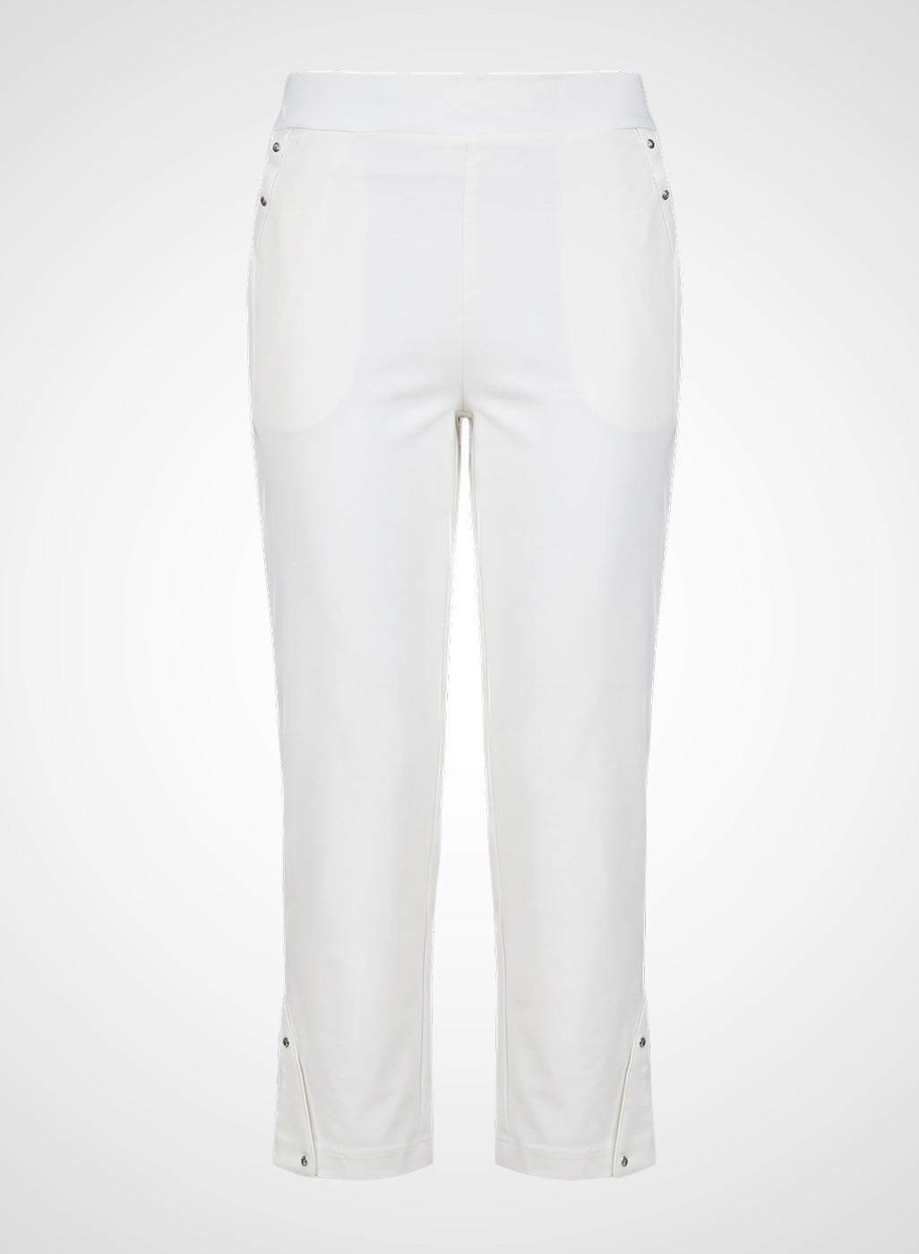White Straight Fit Cotton blend Capri