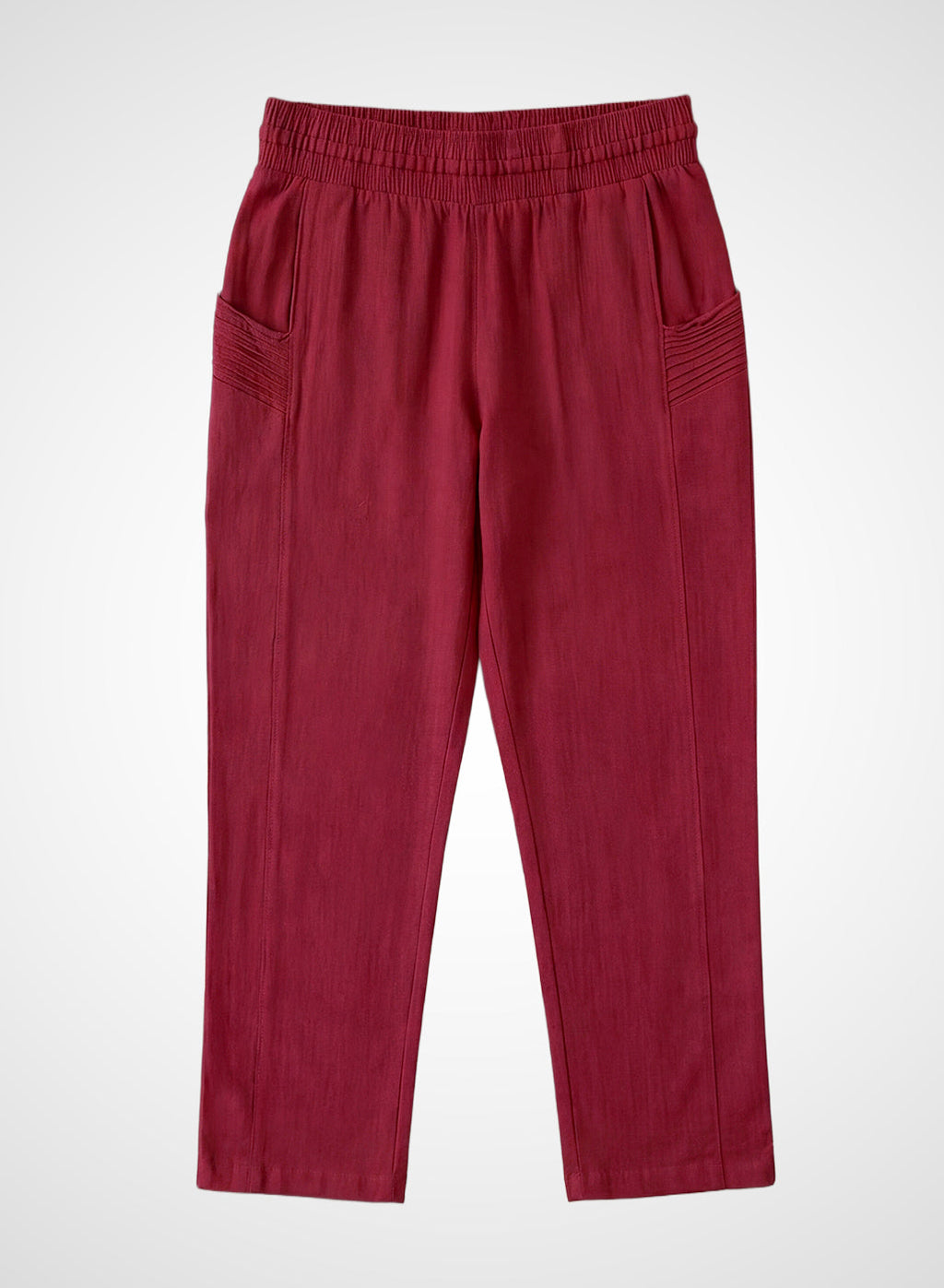 Maroon Cotton Blend Regular Fit Capris