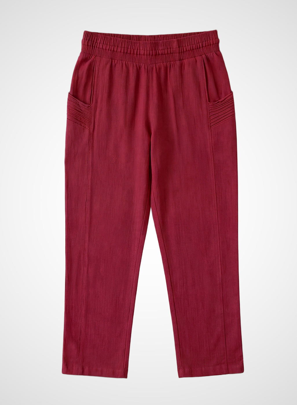 Maroon Cotton Blend Regular Fit Capris