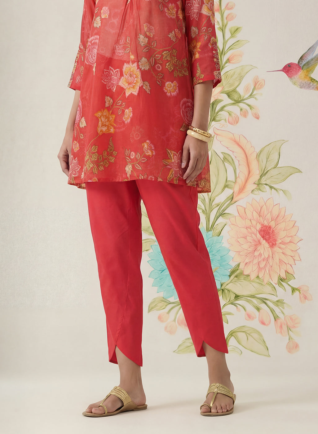 Chandrika Red Floral Printed Cotton Co-ord Set