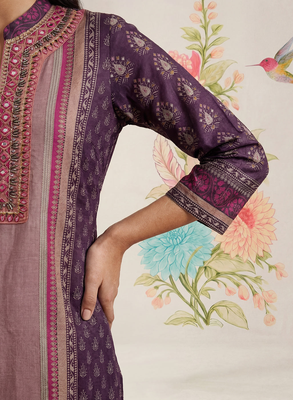 Moor Purple Printed Long Kurta