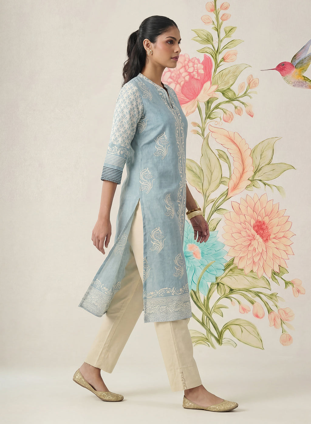 Arpora Spa Printed Linen Straight Kurta