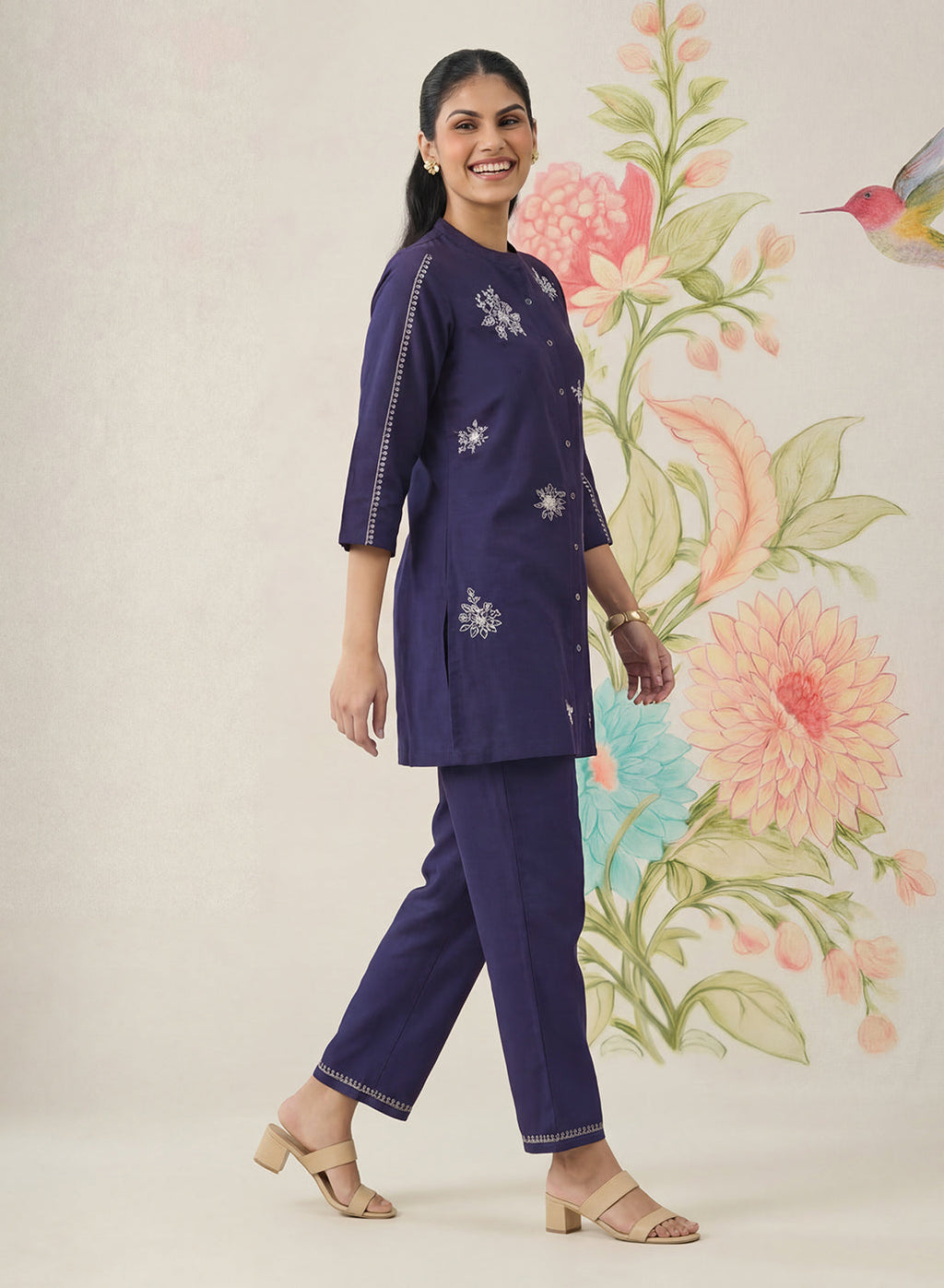 Chavi Navy Embroidered Co-ord Set